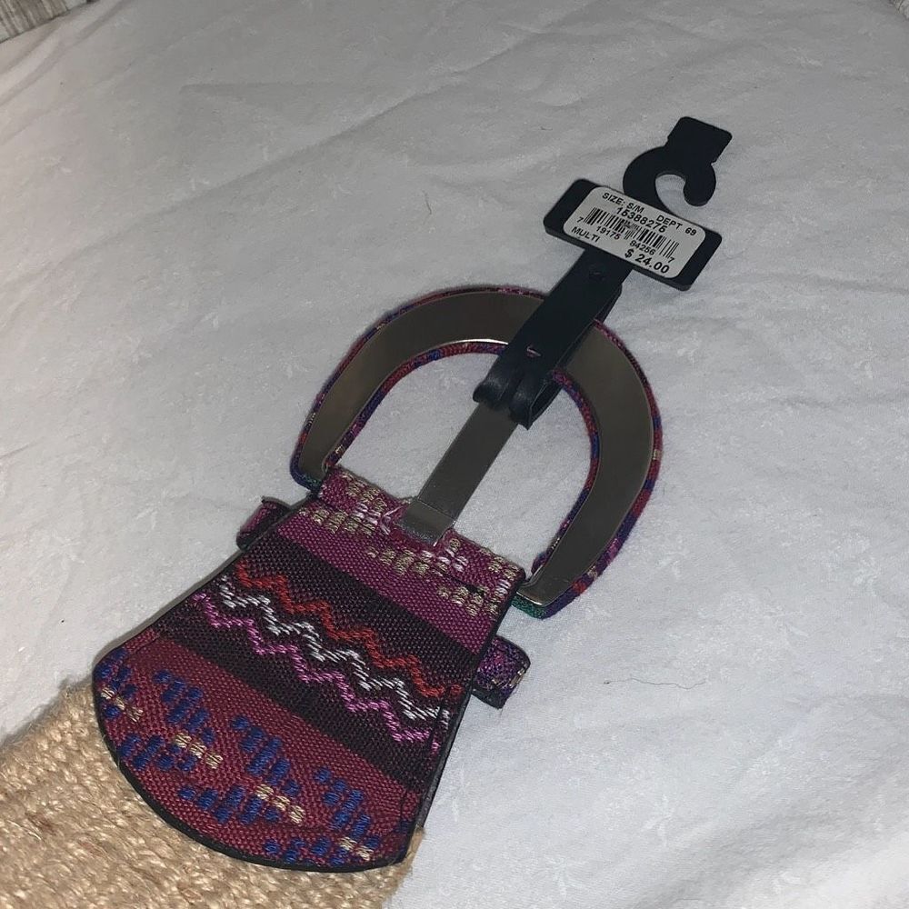 NWT Woven Jute Aztec Wide Stretch Belt S/M - Picture 7 of 8